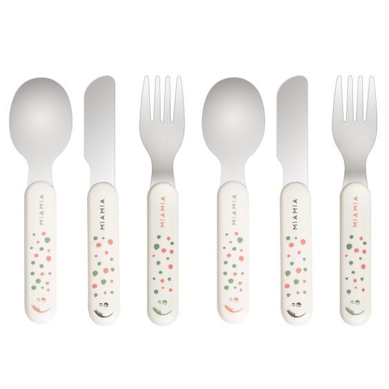 MiaMia Cutlery set 6 pieces - Dots - White