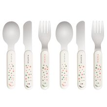 Cutlery set 6 pieces - Dots - White