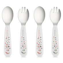 Esslern Cutlery Set 4 pieces with ergonomic handles - Dots - White