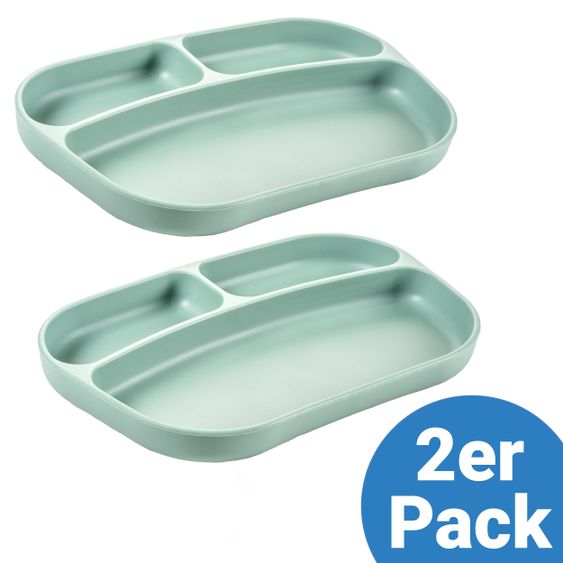 MiaMia Esslern-Teller aus Silikon 2er Pack - Salbeigrün