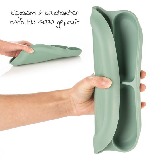MiaMia Esslern-Teller aus Silikon 2er Pack - Salbeigrün