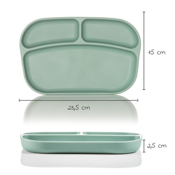 MiaMia Esslern-Teller aus Silikon 2er Pack - Salbeigrün