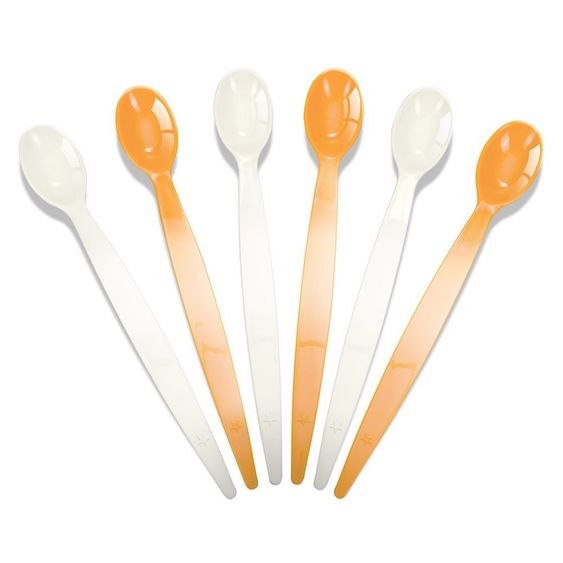 MiaMia Fütterlöffel Lang 6er Pack - Weiß Orange