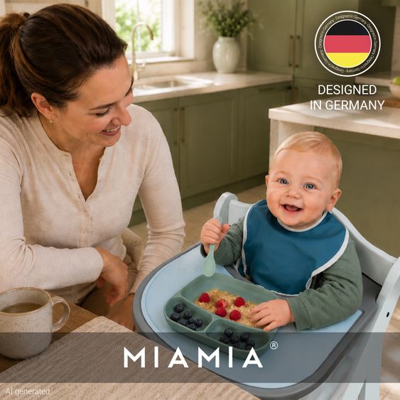 MiaMia Lätzchen 3er Pack - Giraffe / Punkte / Uni - Grün / Greige