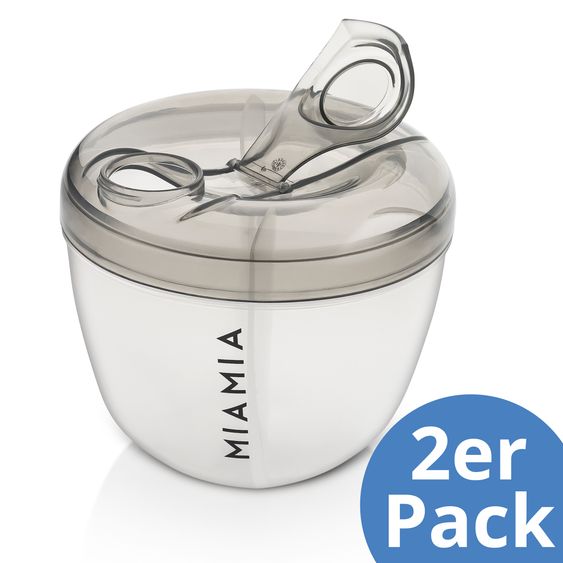 MiaMia Milk Powder Dispenser 2-Pack with 4 chambers each - Grey