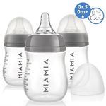 PP bottle 3-pack 140 ml + silicone teat size S - gray