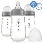 PP bottle 3-pack 260 ml + silicone teat size S - gray