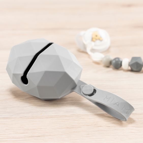 MiaMia Silicone pacifier box / pacifier holder 2-pack - Diamond - Grey Light grey