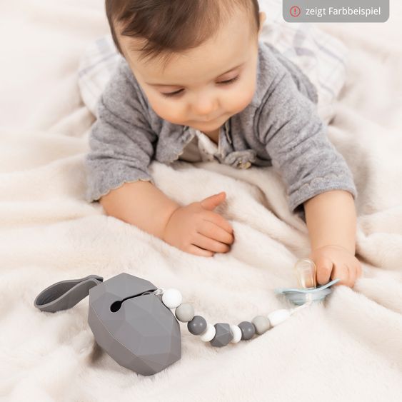 MiaMia Silicone pacifier box / pacifier holder - Diamond - Light gray