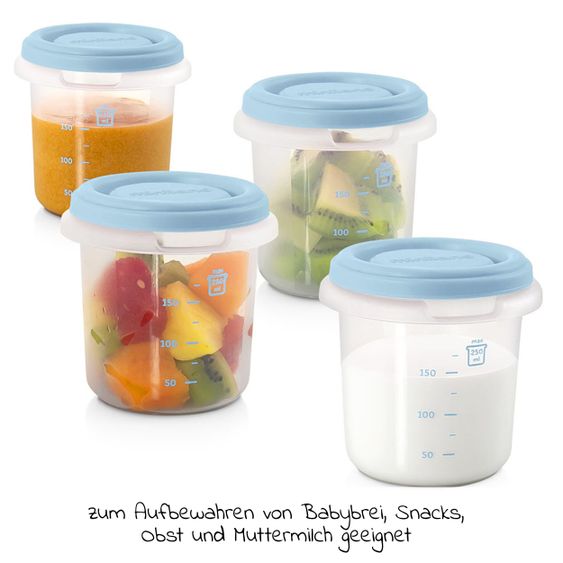 Miniland 12 pcs Baby Food Preparation Set - Chefy6 Steamer + 4 Freshener Boxes + Insulated Containers & Cutlery - Azure