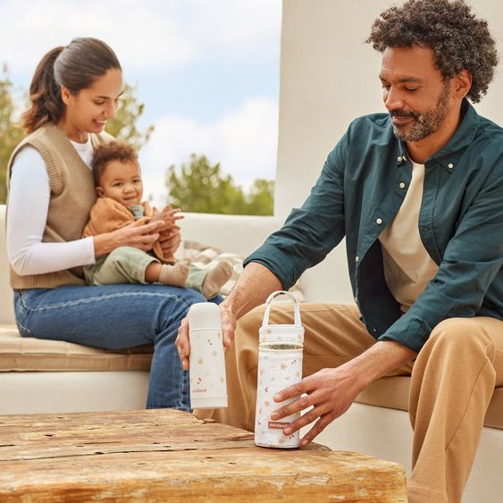 Miniland Set di 2 thermos da 350 ml per bambini in acciaio inox Thermy con borsa isolante Thermibag - per l'alimentazione in movimento - Valencia