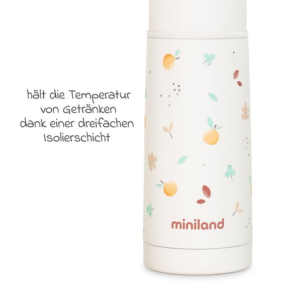 Miniland Set di 2 thermos da 350 ml per bambini in acciaio inox Thermy con borsa isolante Thermibag - per l'alimentazione in movimento - Valencia