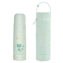 2-piece thermos set 500 ml baby stainless steel insulated bottle Thermy with insulated bag Thermibag - for feeding on the go - Mint
