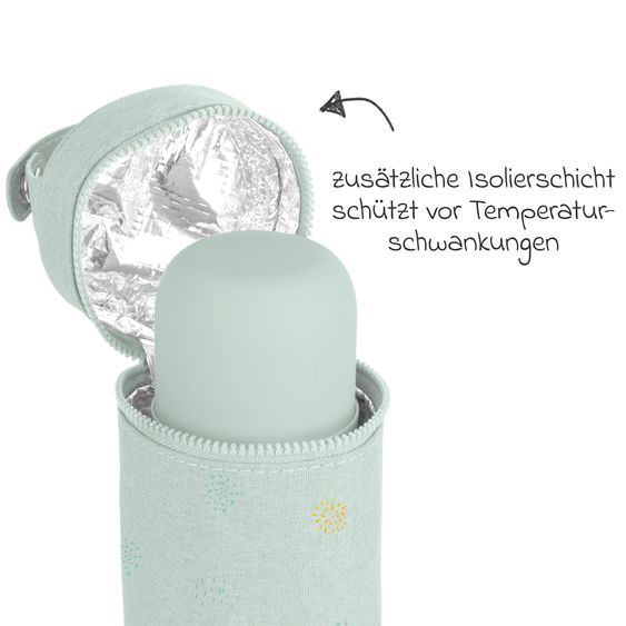 Miniland 2-piece thermos set 500 ml baby stainless steel insulated bottle Thermy with insulated bag Thermibag - for feeding on the go - Mint