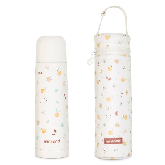 Miniland 2-piece thermos set 500 ml baby stainless steel insulated bottle Thermy with insulated bag Thermibag - for feeding on the go - Valencia