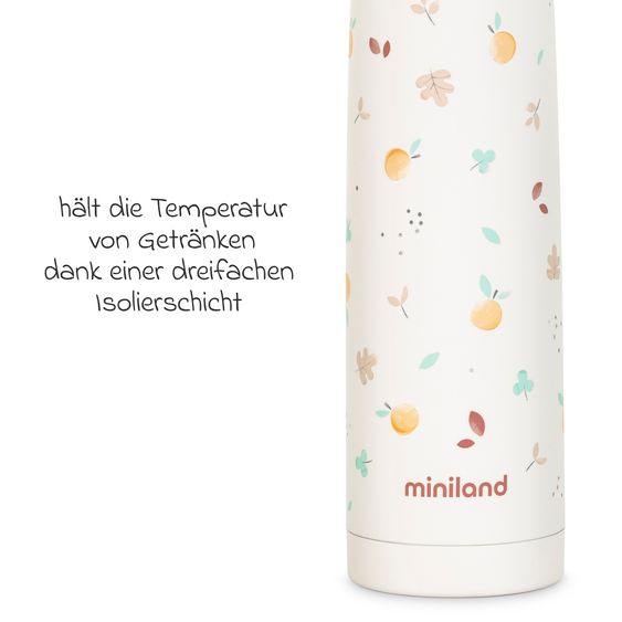 Miniland 2-piece thermos set 500 ml baby stainless steel insulated bottle Thermy with insulated bag Thermibag - for feeding on the go - Valencia