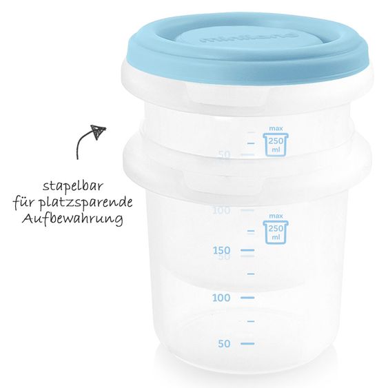 Miniland 3-tlg. Aufbewahrungsbehälter-Set inkl. Isoliertasche - Pack 2 Go 250 ml - Azure