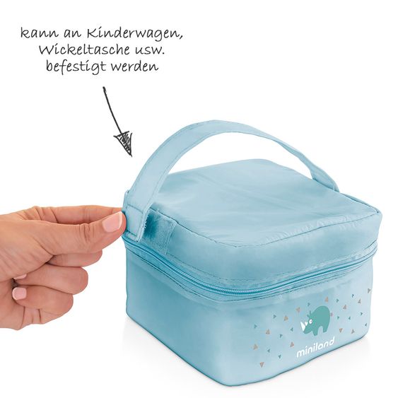 Miniland 3-tlg. Aufbewahrungsbehälter-Set inkl. Isoliertasche - Pack 2 Go Hermifresh 330 ml - Azure