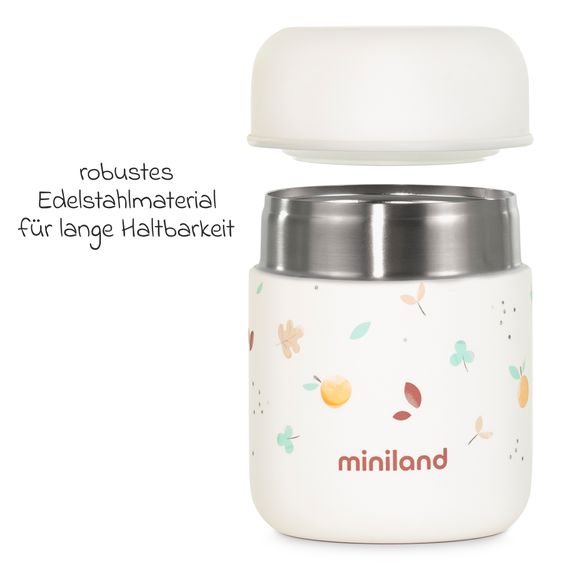 Miniland 5-tlg. Thermos-Set 280 ml Baby Edelstahl-Isolierbehälter Food Thermy Mini mit Besteck - zum Füttern für Unterwegs - Valencia