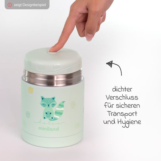 Miniland 5-tlg. Thermos-Set 600 ml Baby Edelstahl-Isolierbehälter Food Thermy mit Besteck - zum Füttern für Unterwegs - Candy