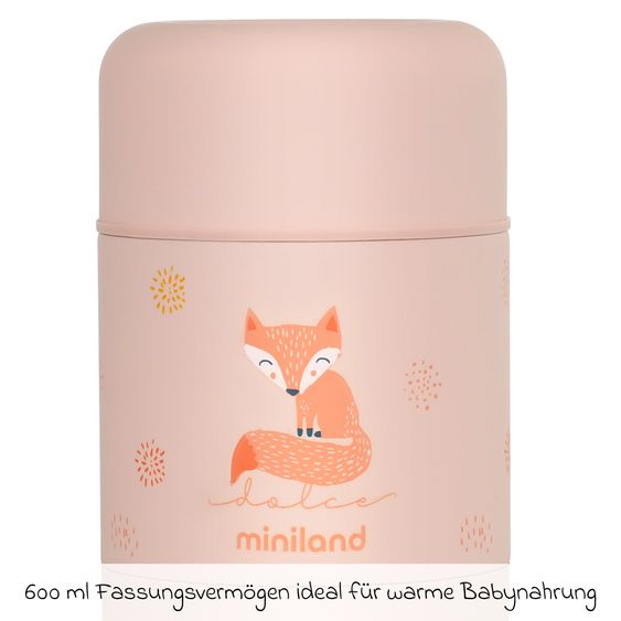 Miniland 5-tlg. Thermos-Set 600 ml Baby Edelstahl-Isolierbehälter Food Thermy mit Besteck - zum Füttern für Unterwegs - Candy