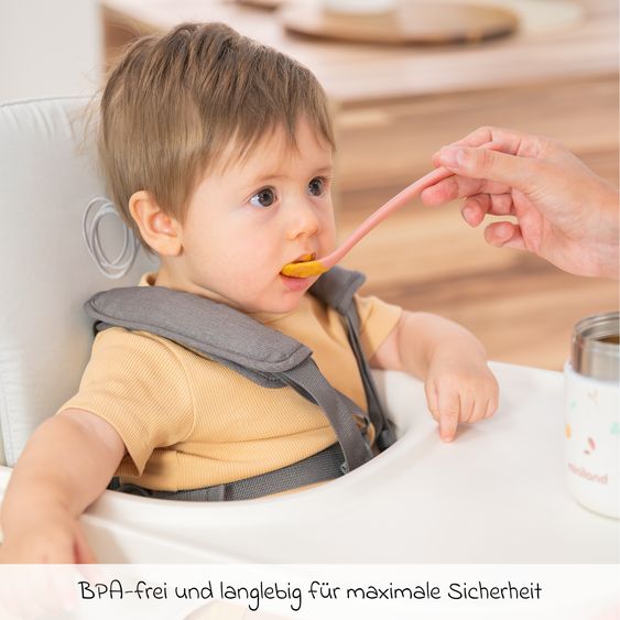 Miniland 5-tlg. Thermos-Set 600 ml Baby Edelstahl-Isolierbehälter Food Thermy mit Besteck - zum Füttern für Unterwegs - Candy