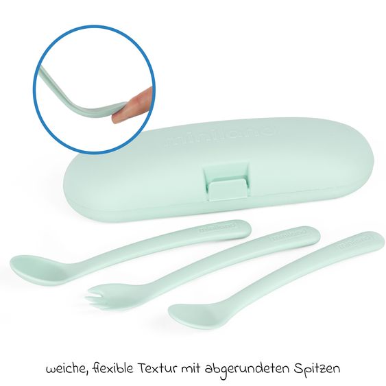 Miniland 5-tlg. Thermos-Set 600 ml Baby Edelstahl-Isolierbehälter Food Thermy mit Besteck - zum Füttern für Unterwegs - Mint