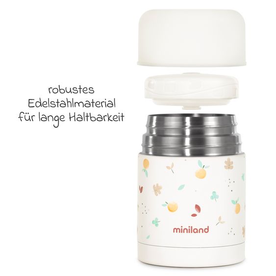 Miniland 5-tlg. Thermos-Set 600 ml Baby Edelstahl-Isolierbehälter Food Thermy mit Besteck - zum Füttern für Unterwegs - Valencia