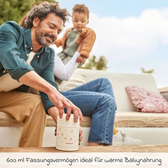 Miniland 5-tlg. Thermos-Set 600 ml Baby Edelstahl-Isolierbehälter Food Thermy mit Besteck - zum Füttern für Unterwegs - Valencia