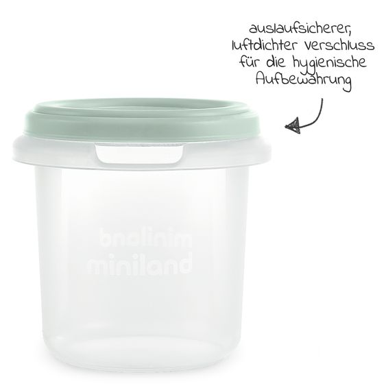 Miniland Aufbewahrungsbehälter 10er Pack + 2 Löffel 200 ml - Mint