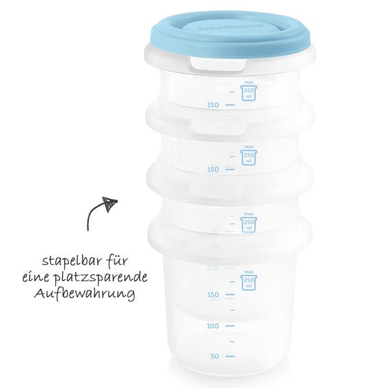 Miniland Aufbewahrungsbehälter 4er Pack je 250 ml - Azure