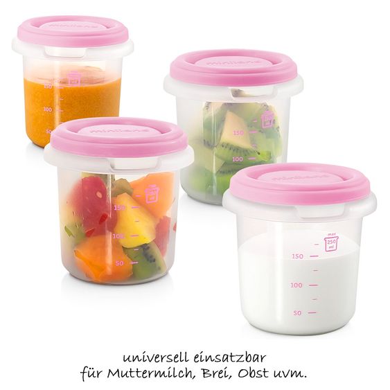 Miniland Aufbewahrungsbehälter 4er Pack je 250 ml - Rose