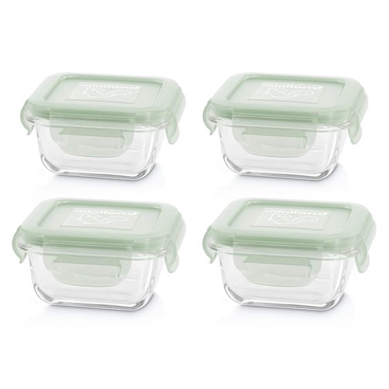 Miniland Aufbewahrungsbehälter Glas 4er Pack Natursquare 160 ml - eco friendly Chip