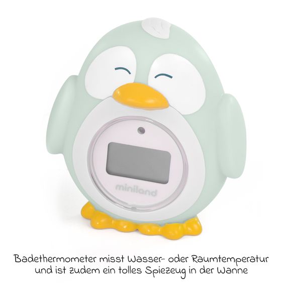 Miniland Baby Gesundheits-Set 5-tlg. - mit elektr. Nasensauger + 2 Fieberthermometer + Badethermometer - Mint