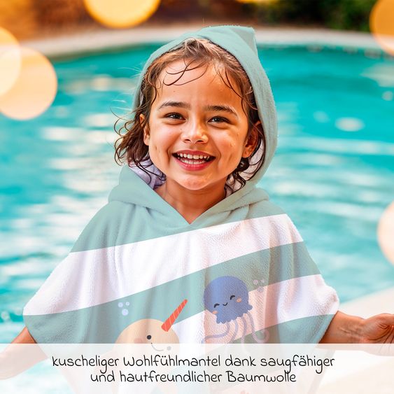 Miniland Badeponcho aus Baumwolle 65 x 65 cm - Ocean