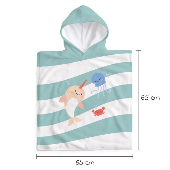 Miniland Badeponcho aus Baumwolle 65 x 65 cm - Ocean