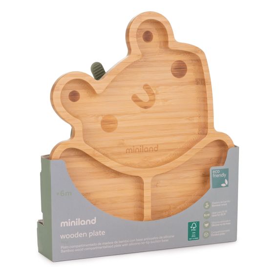 Miniland Bambus-Teller mit Saugnapf - eco friendly - Frog