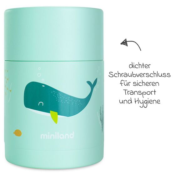 Miniland Edelstahl-Isolierbox Food Thermy 600 ml - Ocean - Whaley