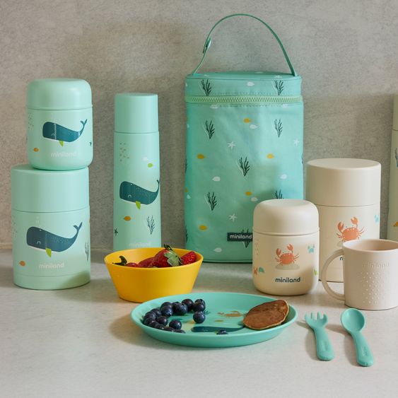 Miniland Edelstahl-Isolierbox Food Thermy 600 ml - Ocean - Whaley