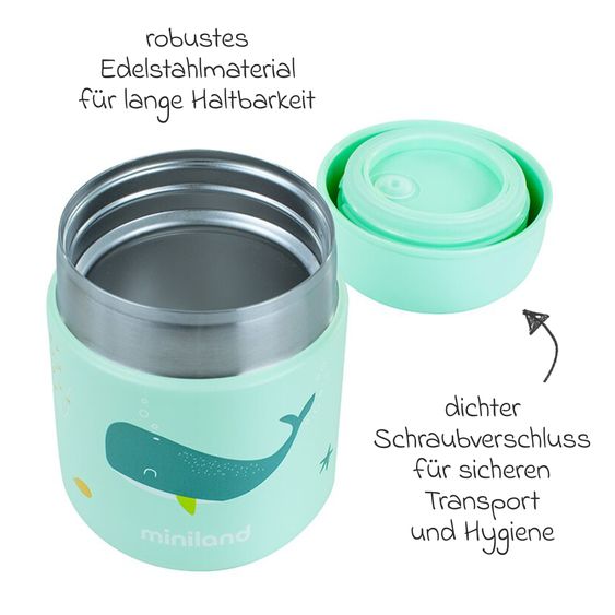Miniland Edelstahl-Isolierbox Food Thermy Mini 280 ml - Ocean - Whaley