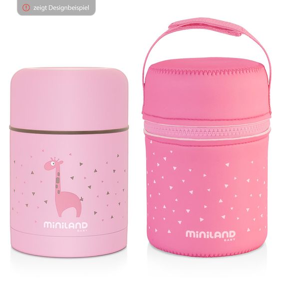 Miniland Edelstahl-Isolierbox inkl. Neopren-Tasche Steel Food Thermos 600 ml - Silber