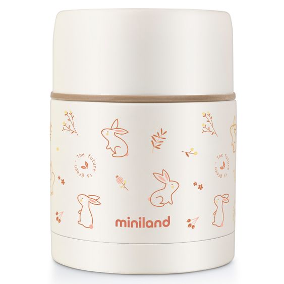 Miniland Scatola isolata in acciaio inox Nature Food Thermos 600 ml - eco-friendly Bunny