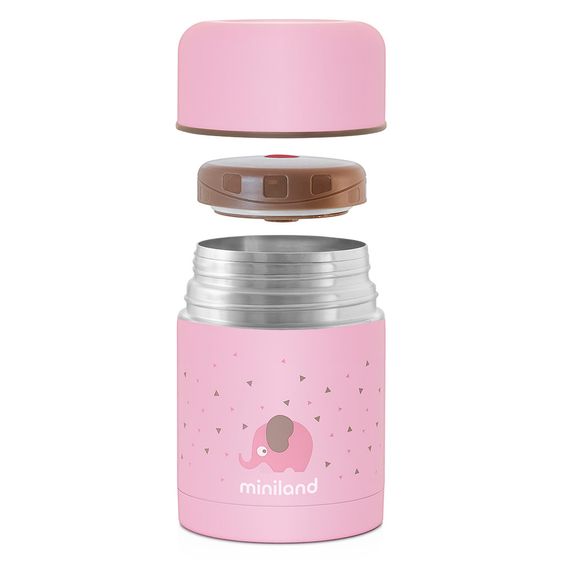 Miniland Thermos per alimenti in acciaio inox isolato Box Silky 600 ml - Rosa