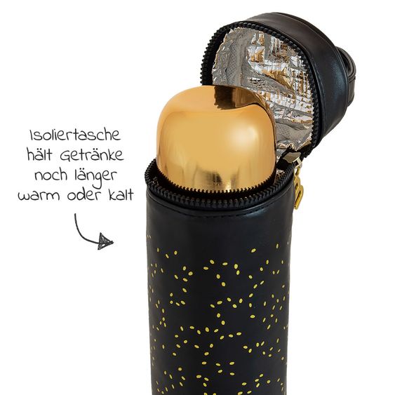 Miniland Edelstahl-Isolierflasche inkl. Isoliertasche Deluxe Thermos 500 ml - Gold