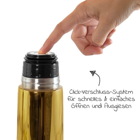 Miniland Edelstahl-Isolierflasche inkl. Isoliertasche Deluxe Thermos 500 ml - Gold