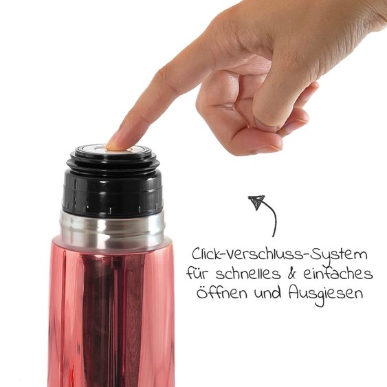 Miniland Edelstahl-Isolierflasche inkl. Isoliertasche Deluxe Thermos 500 ml - Rose