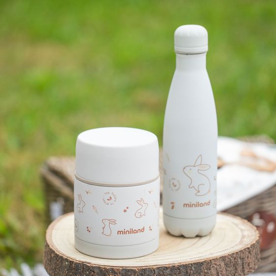 Miniland Edelstahl-Isolierflasche Natur Bottle 500 ml - eco friendly - Bunny