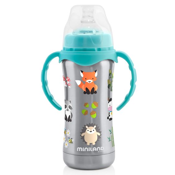 Miniland Edelstahl-Thermosflasche Thermobaby Sauger 180 ml - Silver