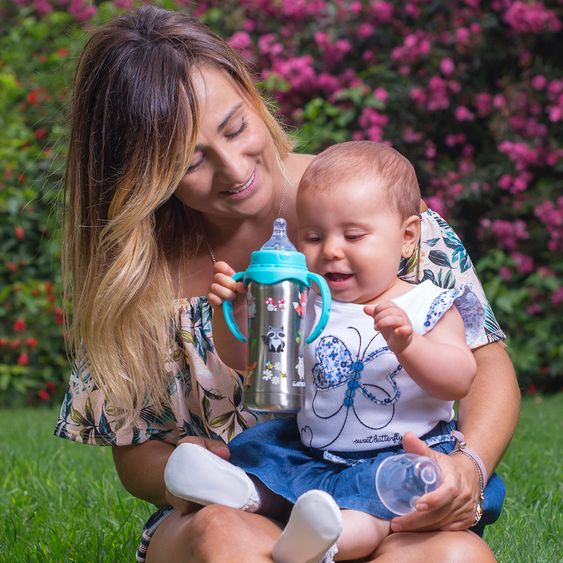 Miniland Edelstahl-Thermosflasche Thermobaby Sauger 180 ml - Silver