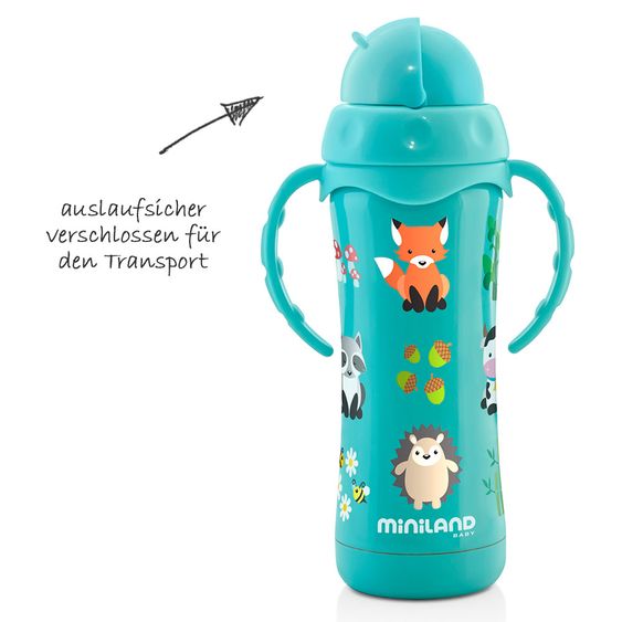 Miniland Stainless steel thermos Thermokid drinking straw 240 ml - Aqua